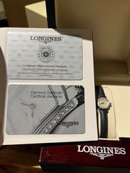 LONGINES 浪琴 官方授權 Mini 優雅系列真鑽女錶-珍珠貝x黑/16mm