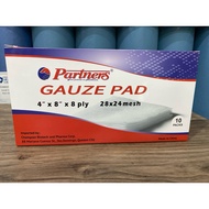 PARTNERS GAUZE PAD 4x8x8ply (by 10’s)(1 box) .