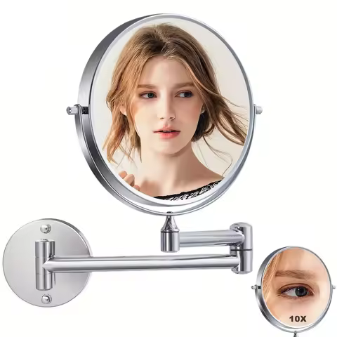 High-definition Silver-plated Beauty Mirror With 10X Magnification, 8" Wall Mounted Makeup Vanity Mi