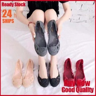 Summer Women Hollow Out Shallow Flat Jelly Shoes Slip on Ladies Casual Ballet Flats Breathable Comfort Soft Shoes V807