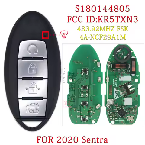 BaoJiangDa Smart Remote For Nissan Sentra 2020 Smart Key FCC ID: KR5TXN3 S180144805 4 Buttons 433.92