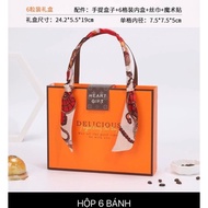 Moon Cake Box Sample Orange Color Handbag With Silk Strap