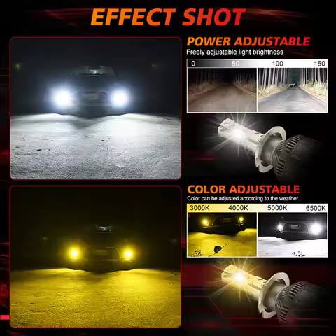 Dualvision H7 LED Headlight AI Bluetooth APP Control Color H4 LED H8 H9 H11 9005 HB3 9006 HB4 H1 Aut