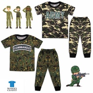 (1Y-12Y) NR MILITARY FULL PRINT Cotton Kids Pajamas - Pyjamas Sleepwear Boys Baju Tidur Askar Budak 