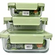 Set of 3 Rectangular Deli Glass Boxes 420ml - 700ml - 1150ml - DEGPK201/L3