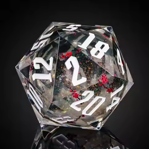 Cusdie 55MM D20 Sharp Edges Dice Plum Blossom Stickers 20 Sided Dice Quicksand D20 Polyhedral Dice f