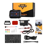 Auxbeam 6 Gangs ระบบไฟฟ้าเปิด-ปิดแผงสวิตช์ควบคุมไฟแบ็คไลท์แบบบางระบบรีเลย์อิเล็กทรอนิกส์สำหรับ SUV เ