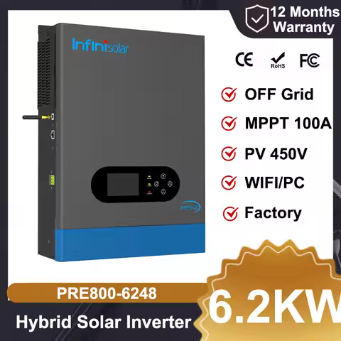 Infinisolar 6.2KW 48V MPPT Home Hybrid Solar Inverter PV 450V Dual output MPPT 100A Pure Sine Wave O