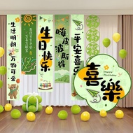 派对用品/儿童周岁生日场景布置挂布条幅女孩定制13岁派对氛围装饰背景气球 Party supplies/children's first birthday scene decoration hangi
