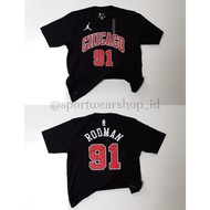 Tshirt Kaos Basket Nba Nike Chicago Bulls No 91 Dennis Rodman - Hitam