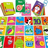 52 PCS Word Flashcards, 52 CVC Words & 52 CVCC, CCVC Words Double-Sided Cards with 2 Rings, Vocabula