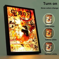 Demon Slayer Figure 3D Wall Light Painting Metal Frame 3D Anime Action Figure Painting Decorate In T