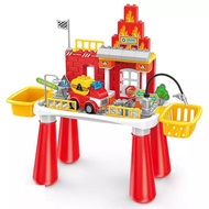 Toys Kids Lego Toys Mainan Building Blocks Table Firemen Fire Station Kids Eductional Toys