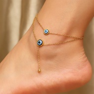 Cleansed Evil Eye Multilayer Anklet for Woman Lucky Amulet Protection Stainless Steel Couple Anklet 