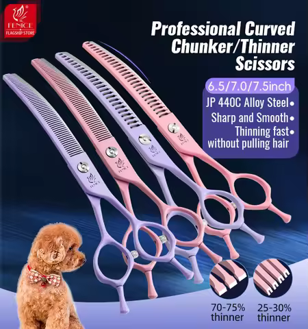 Fenice Dog Beauty Scissors Colorful 6.5/7/7.5 inch JP440C Professional Dog Grooming Scissors Curved 