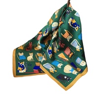 Spot parcel post Hangzhou Silk Korean Cute Cat 100 Mulberry Silk Scarf Small Scarf Silk Scarf Shawl 70cm Square Scarf