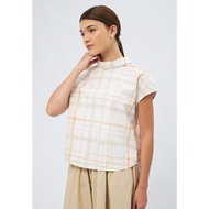 LAPAKSHOP Et Cetera Short Sleeve Plaid Blouse MULTICOLOR