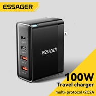 Essager 100W 2C 2A เครื่องชาร์จตั้งโต๊ะ GaN USB C PD สถานีชาร์จแบบรวดเร็ว QC 3.0 PD 3.0 Type C ชาร์จ