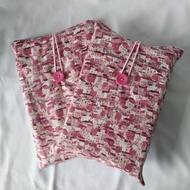 Medium Sleeve Book | Cloth Book Bag | Novel Pouch - Pink House Motif