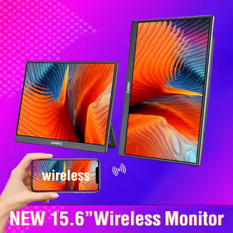 Anmite 15.6/18.5 Inch Wireless Projection Monitor Automatic rotation Portable Display for Laptop, Ma