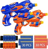 2 Pack Blaster Guns Boys Toy-with 60 Soft Foam Darts Bullets&amp; 2 Wrist Bands for Nerf-Hand Gun Toys Gifts Party Supplies for 5,6,7,8,9 Years Kids