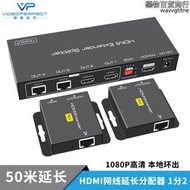 HDMI延長器一分二 分配延長轉RJ45網絡POC單邊供電1分2網線傳輸器