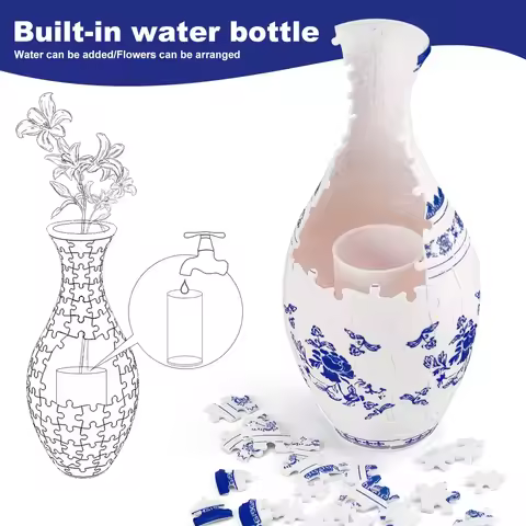 3D Puzzle Vase Home Decoration Christmas Gifts DIY Chinese Vase for Bouquet Flowers Creative Handmad