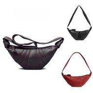 LE High-Quality Croissant Bag Genuine Leather One-Shoulder Diagonal Chest Bag Croissant Bag Niche Te