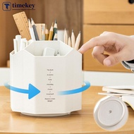 TIMEKEY 360 Rotating Large Capacity Pen Holder Multifunctional Desktop Storage Box Brush Pot Divided