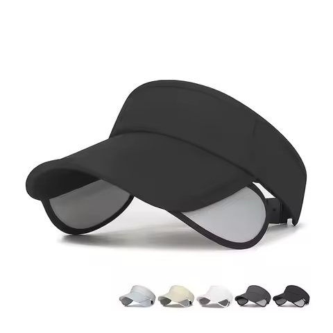 Summer Retractable Brim Sunscreen Sunshade Empty Top Hat Outdoor Solid Color Versatile Anti-Uv Sport