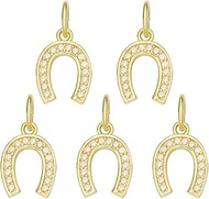 Western Horseshoe Pendant for Jewellery Making Lucky Charm Brass with Cubic Zirconia for DIY Bracele