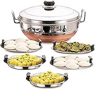 Stainless steel Multi Purpose Kadai with 5 Plate Idli Maker with Copper Bottom