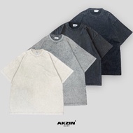 {AKZIN} Washed Plain TEE Trendy Dyed Spring Summer Wear Wide Version Dropped Shoulders Men Women Sty