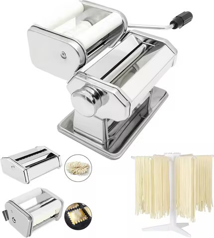 Pasta Maker Set with Ravioli Attachment and Drying Rack
