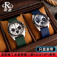 Adapter seiko PROSPEX series of blue and white panda SSC813P1 SSC909P1 modified rubber band High Quality Genuine Leather Watch Straps Cowhide