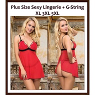 PLUS SIZE LINGERIE SHOP | Delicate Embroidery Open Back Babydoll Lingerie Set | Baju Tidur Cantik Saiz Besar PSL80926