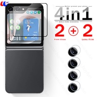 4In 1แก้วป้องกันสำหรับ Samsung Galaxy Z Z Flip5 5G หน้าจอหลังตัวปกป้องกล้องถ่ายรูปฟิล์มกระจกเทมเปอร์กระจก Samsun Flip 5 ZFlip5