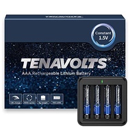 TENAVOLTS 1.5V AAA Lithium Rechargeable Battery, 1.8h Fast Charge, USB Charger, Constant Output at 1