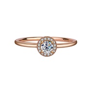 Real Moissanite 0.3ct Halo Setting Rose Gold Round Cut Vintage Ring In S925 Sterling Silver With GRA