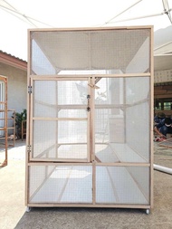 กรงแมว ล้อม2ชั้น ลวดล้อมชั้นใน+กันยุงล้อมชั้นนอก+มีล้อเคลื่อนย้ายสะดวก ขนาด150*90*90