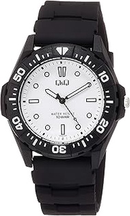 Citizen Q&amp;Q VS28-004 Men's Wristwatch, Analog Waterproof, Urethane Strap, Black x White, multicolor (white/black), Watch with unidirectional bezel, water resistant to 10 ATM, diver