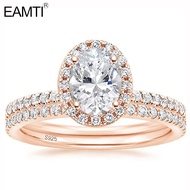 SOMEN 1.5CT Sets Oval Cut CZ Engagement Rings 925 Sterling Silver Cubic Zirconia Bridal Rings Weddin