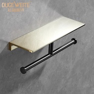 [Ready Stock] Toilet Black Gold Tissue Holder Bathroom Brass Brushed Toilet Paper Holder Shelf Hotel