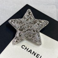 Chanel 银色镂空五角星双C标志胸针 几乎全新 全套配件顺丰包郵