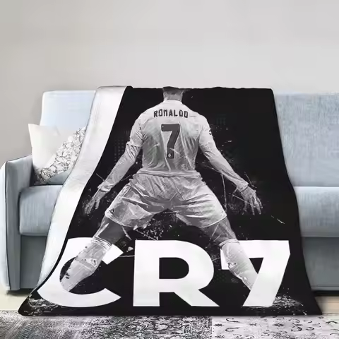 CR7 Football Soccer Blanket Ronaldos Flannel Funny Warm Throw Blanket for Bedding Lounge Decoration