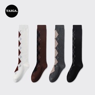 Argyle Pattern Knee High Socks Women Long Socks