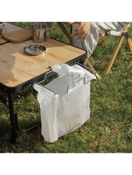 1入黑色不銹鋼摺疊桌架垃圾袋掛架,適用於露營,野餐,燒烤和戶外活動
