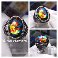 Kalimaya black Opal stone ring