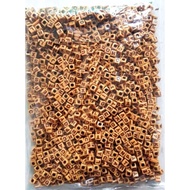 Wooden Motif Beads Alphabet Letters 1 pound 1 pound of wooden patterned square beads