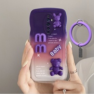 AnDyH New Design For OPPO Reno 2Z 2F Case 3D Cute Bear+Solid Color Bracelet Fashion Premium Gradient Soft Phone Case Silicone Shockproof Casing Protective Back Cover
